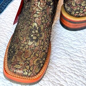 Ferrini Western Fairy Grunge Whimsigoth Boots Square Toe 6 Coastal Cowgirl Boho